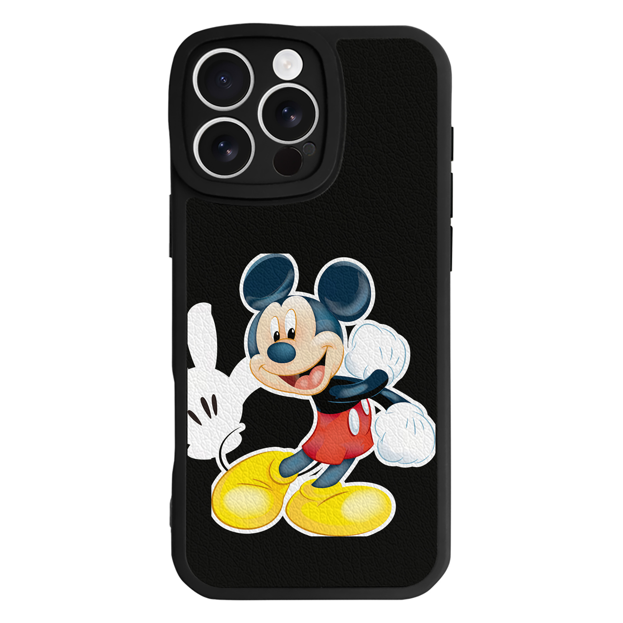 （画像用） ミッキーマウス Mickey Mouse 【iPhone 16シリーズ対応】シリコンスマホケース（レザー調） 材質：シリコン